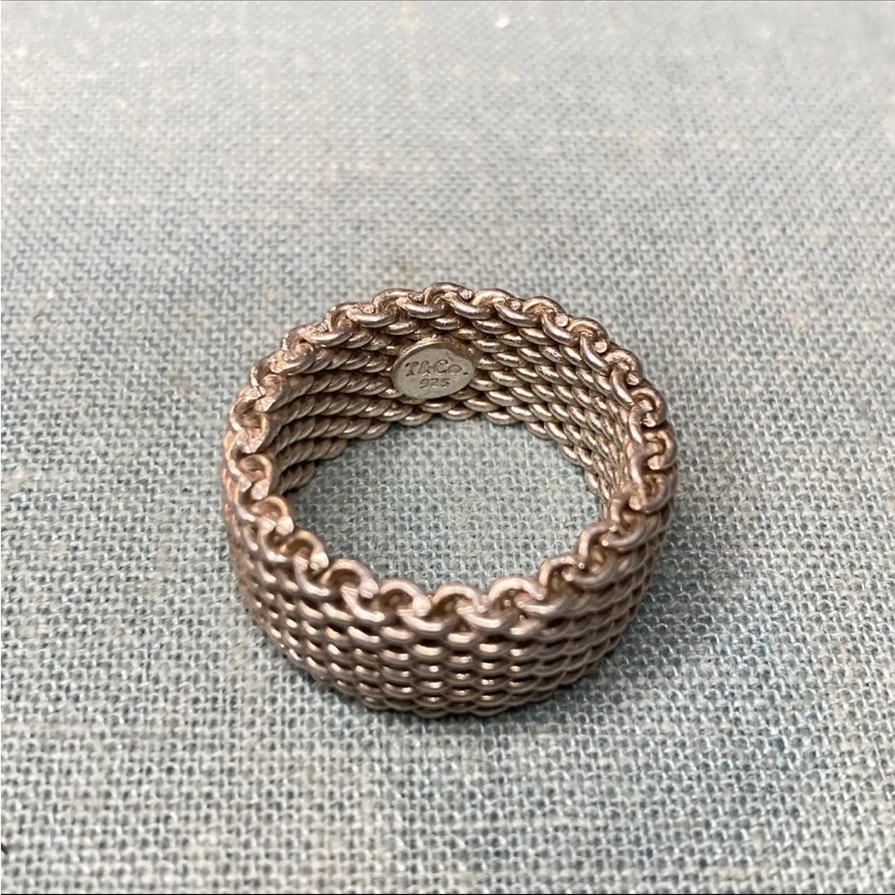 Tiffany Somerset Mesh Sterling Silver Ring T&CO size 8.75 #1009